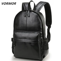 VORMOR Brand Men Backpack Leather School Backpack Bag Fashion Waterproof Travel Bag Casual Leather Book Bag Male 1