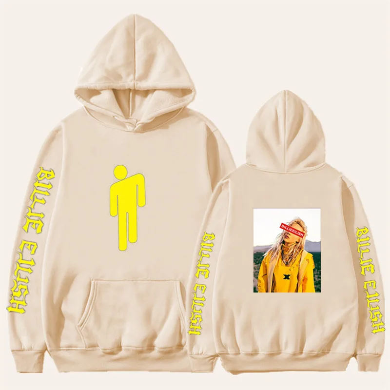 18 beige Billie Eilish Толстовка для мужчин wo Мужская хип-хоп толстовка с белым капюшоном Harajuku винтажная Толстовка с принтом для мужчин модные толстовки унисекс - Цвет: 18 beige