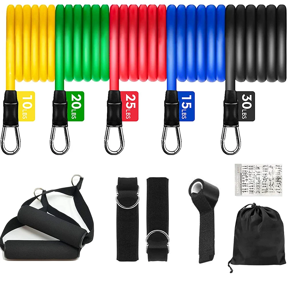 11PCS Resistance Bands Set Bodybuilding Home Gym Equipment Professional Weight Training Fitness Elastic Rubber Bands Expander 1