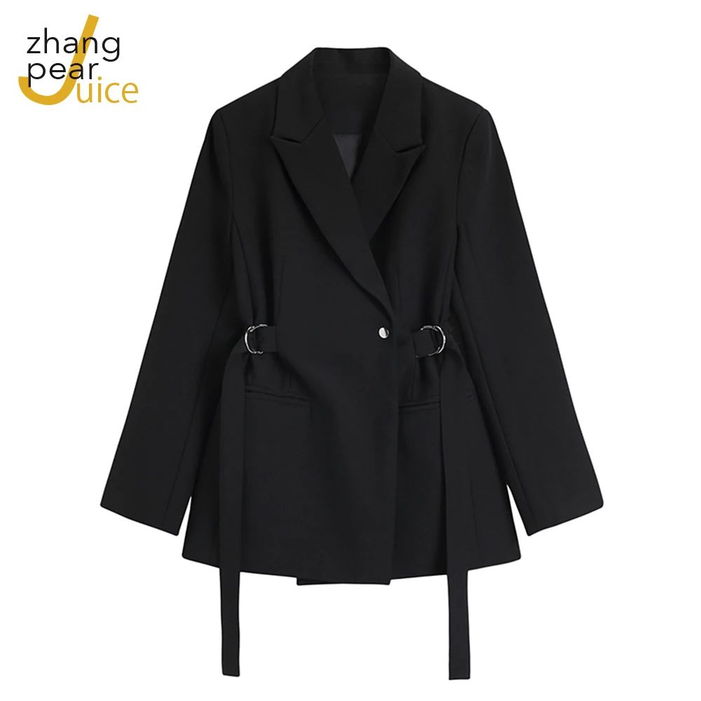 

Женский блейзер с лацканами, однотонный, элегантный, винтажный, Повседневный, свободный