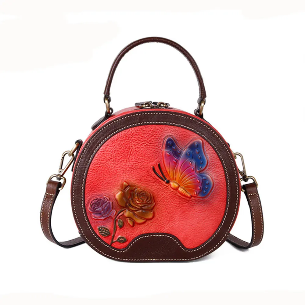 

Womens Unique Embossed Floral Cowhide Leather Tote Style Ladies Top Small Handbags Designer Satchel Tote Bag Shoulder Bags