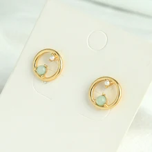 Золотые индийские ювелирные изделия для женщин, модные круглые резиновые зеленые гвоздики, серьги