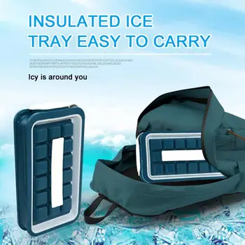 

New Ice Cube Tray 18 Cubes Foldable Portable ABS Ice Cube Maker Mold With Lids For Ice Cream Party Whiskey Cocktail Cold Drink