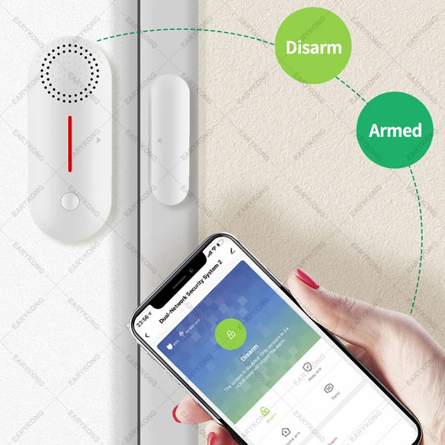WiFi Door Window Sensor WiFi Security Alarm Door Open Closed Detectors Sound 0-100dB APP Remote Control Timing Arm & Disarm 4