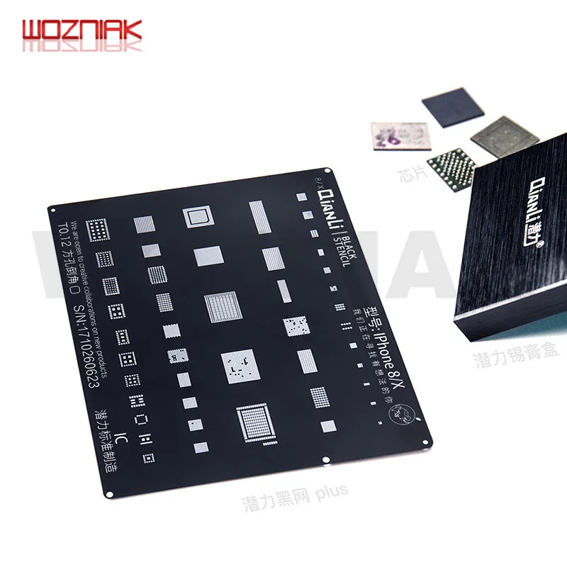 QIANLI черный плюс реболлинг трафарет универсальный для IPHONE 6 6P 7 7P 8 8P X XS XR XSMAX A8 A9 A10 A11 A12 cpu NAND IC стальная сетка