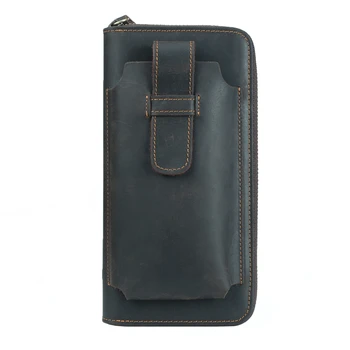 

2020 New men genuine leather long wallet retro style top layer cowhide large capacity zipper Clutch bag top quality wallets