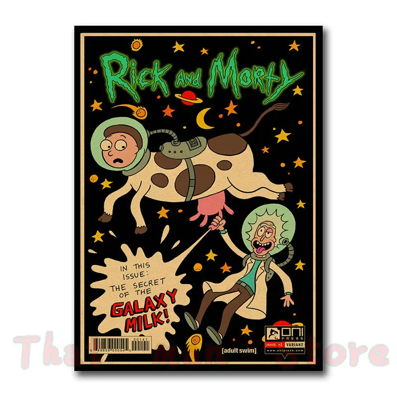 Классический Рик и Морти Арт плакат на крафт-бумаге Ретро Мультфильм Аниме декоративные картины для дома стикер стены