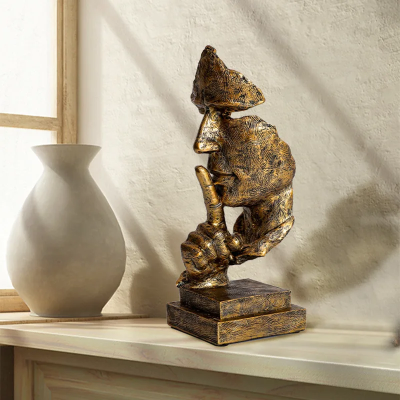Resin Ornaments 27cm Resin Silence is Golden Mask Statue