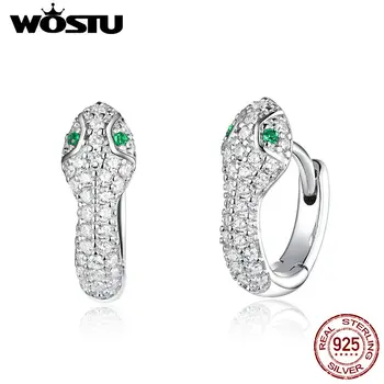 

WOSTU Snake Earrings High Quality 925 Sterling Silver Shimmering CZ Zirconia Stud Earrings for Women Statement Jewelry CQE922