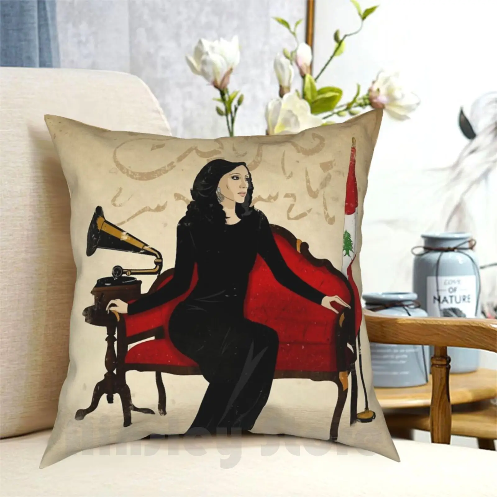 

Fairouz Pillow Case Printed Home Soft Throw Pillow Fairouz Fayrouz       Singer Egypt Lebanon Beirut Dubai Arab