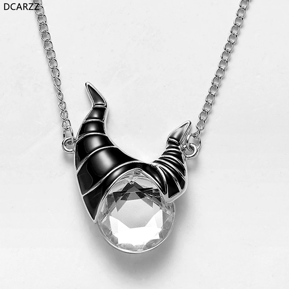 

DCARZZ Maleficent Horns Necklace Crystals Charms Chokers Women Street Wear Villain Jewelry Halloween Party Enamel Pendant Gift