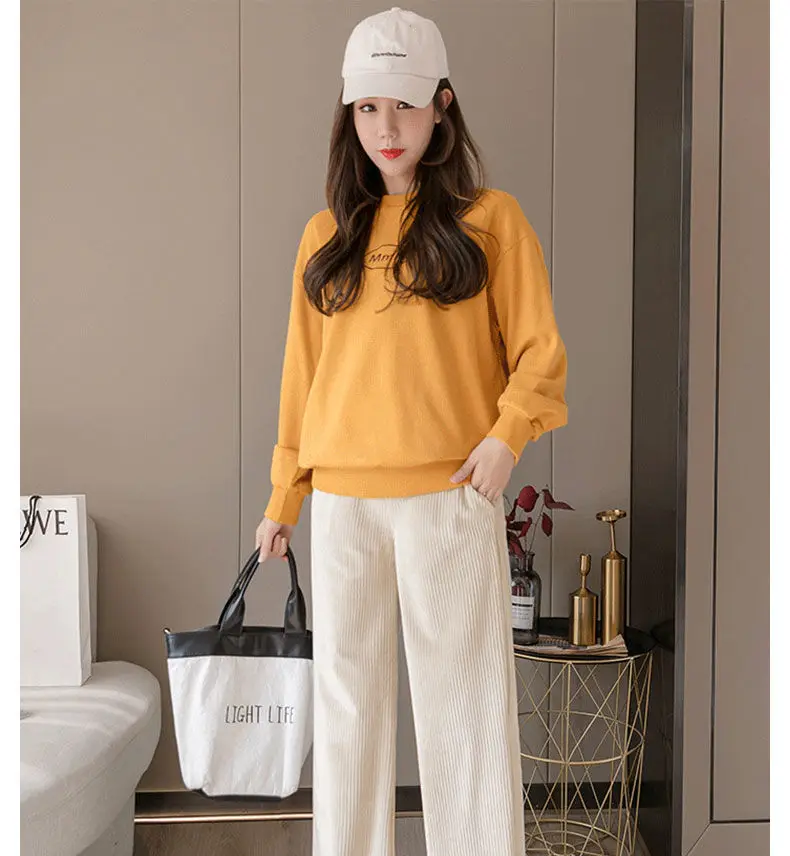 Pregnancy Abdominal Corduroy Pants Boyfriend Trousers Maternity Pants For Pregnant Women Clothes High Waist Trousers Loose Pants