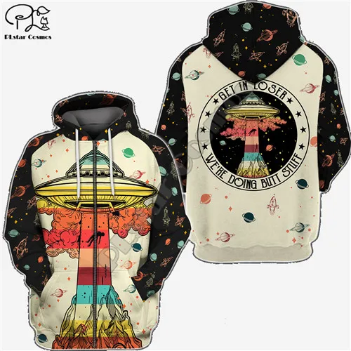 zip hoodie Мужская толстовка унисекс в стиле Харадзюку, космический корабль, с 3d принтом, толстовка в американском стиле, на молнии, wo, Мужской пуловер, уличная куртка, спортивный костюм - Цвет: zip hoodie