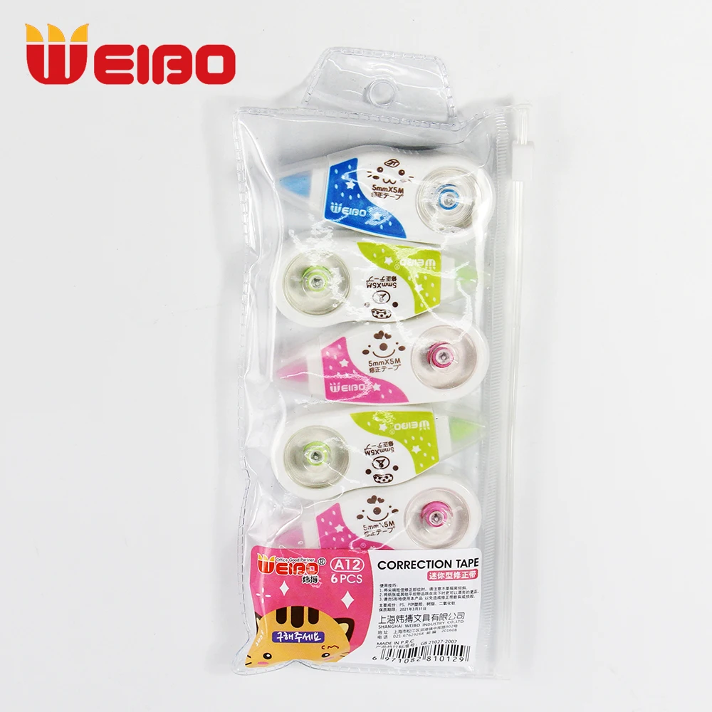 WEIBO Цветной 6 шт./компл. мультфильм CorrectionTape Материал Kawaii Канцелярия подарок для