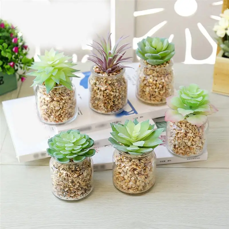 

1pc Potted Succulent Lifelike Creative Simulated Potted Plant Artificial Succulent Photography Props Home Decor Accessories