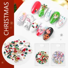 Смешанные загрузки сплава Рождественские серии украшения на Хэллоуин ногтей дрель Дизайн ногтей украшения маникюрные инструменты красный тон снег олень DIY