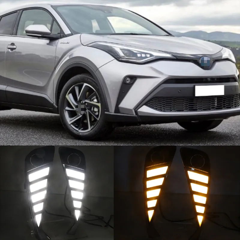 

Дневные ходовые огни, 2 шт., для Toyota C-HR, CHR 2020, 2021, динамический поворотник, водонепроницаемый АБС-пластик, Автомобильные дневные ходовые огни