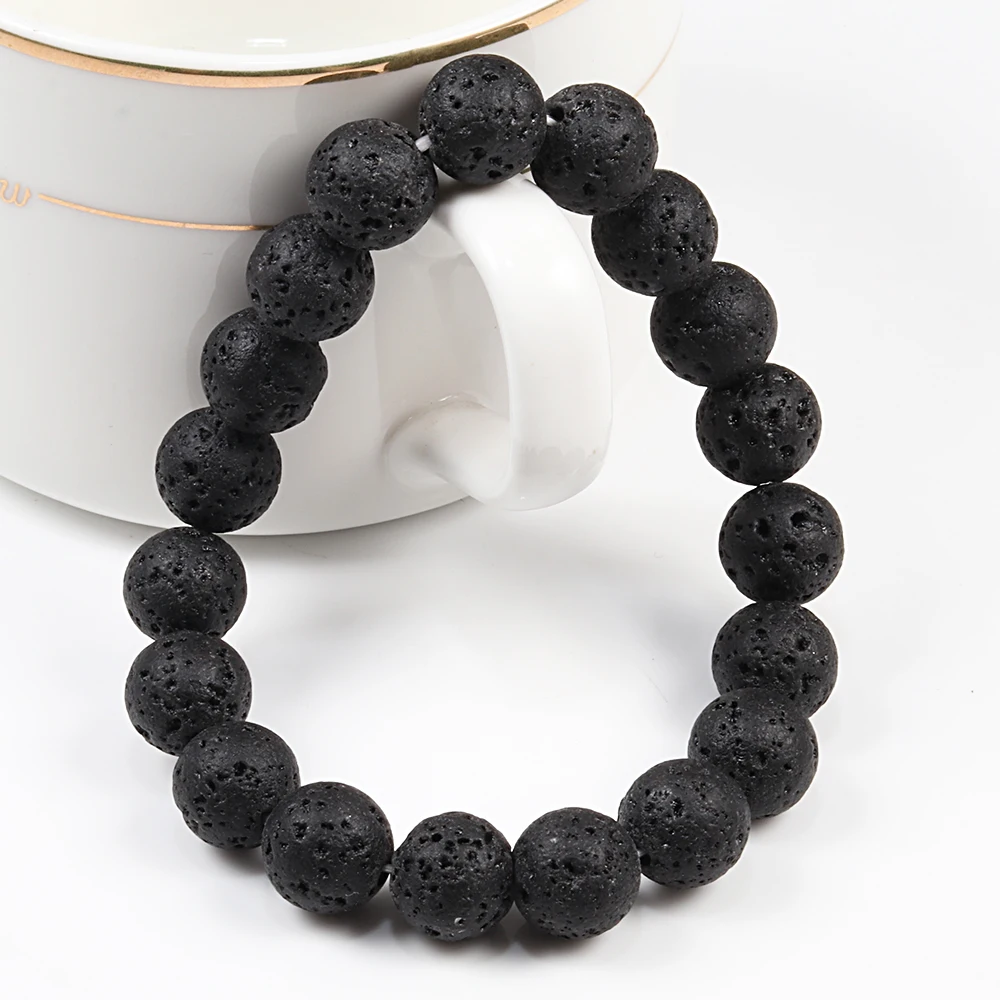 Banemi Bracciale Uomo In Pietra Lavica Con Buddha E Occhio Di Tigre - Set Da 3 Perle 8 Mm, Regolabile 19 Cm, Regalo Unisex - 3