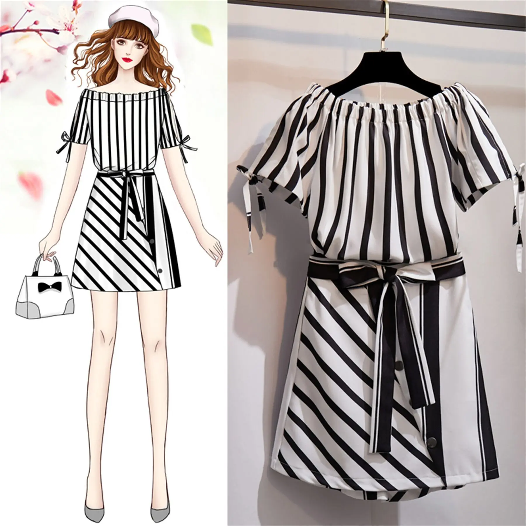 

Large Size Dress New Style Dress Western Style Large GIRL'S Summer Wear Two-Piece Set Fashionable Online Celebrity Set