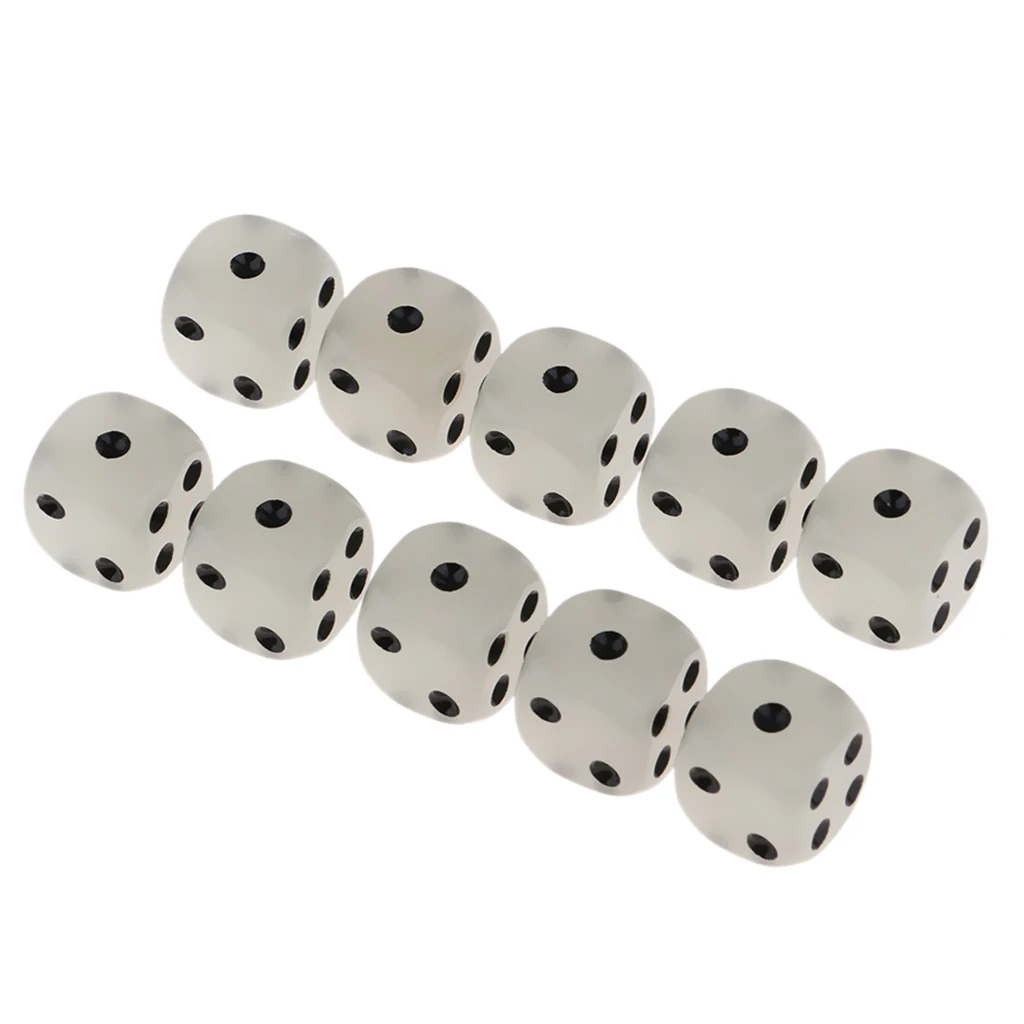 10pcs Night Luminous Dot Dices 6-Die for Dungeons and Dragons Game Accessory