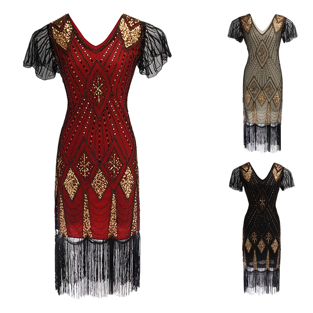 Для женщин и пайетками для маленьких девочек костюм vestidos в ретро-стиле, с коротким рукавом, Ленточки платье Robe Femme Клубная одежда облегающие сексуальные платья для женщин