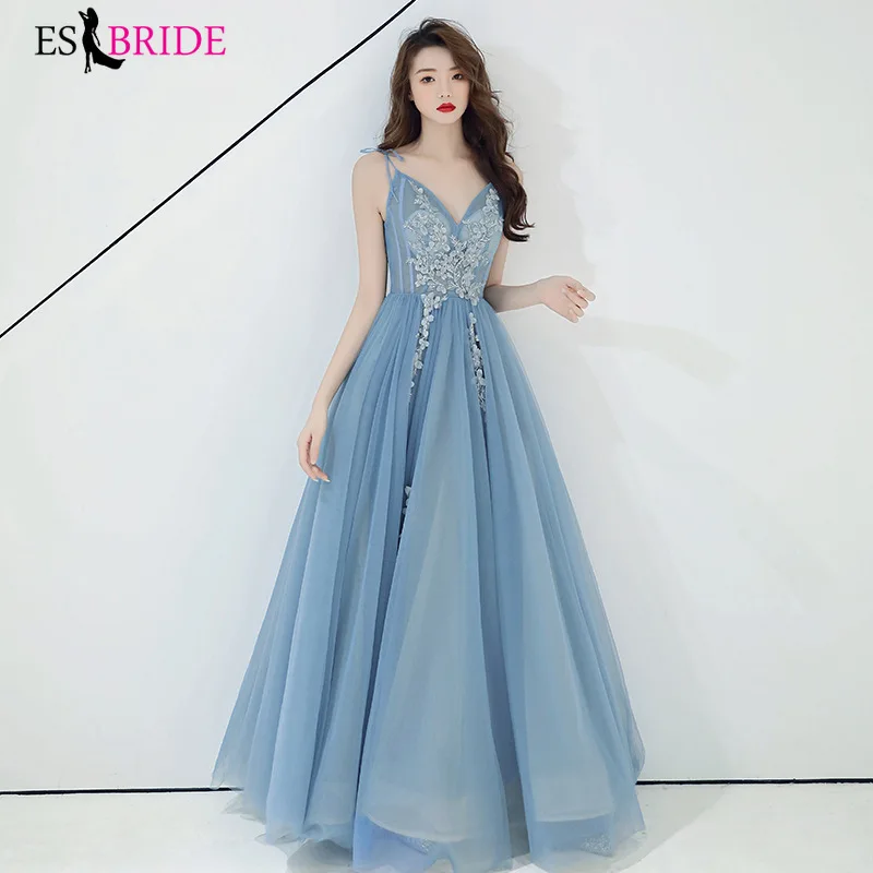 Robe De Soiree, Цветочные Аппликации, сексуальные длинные вечерние платья, ES3075, для невесты, банкета, элегантные, длина до пола, вечерние, для выпускного вечера, свадебные