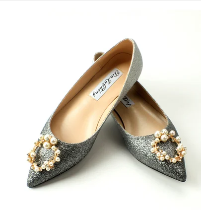 Женские туфли на плоской мягкой подошве с острым носком, украшенные кристаллами и цветами; обувь для беременных женщин; красивая модная весенняя обувь без шнуровки; большие размеры 45 - Цвет: grey
