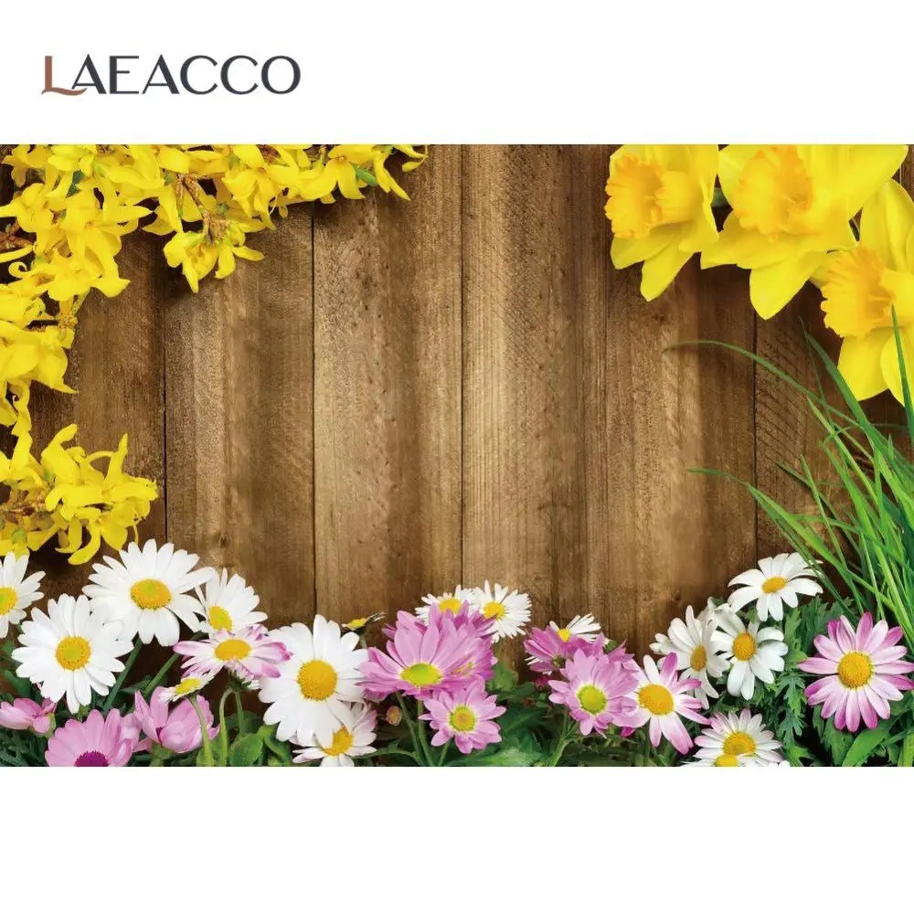 

Laeacco Old Planks Spring Flowers Petal Party Doll Child Portrait Photographic Background Photography Backdrop For Photo Studio