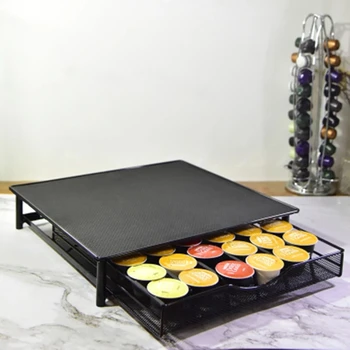 

36 Cups Rotatable Coffee Pod Holder Iron Chrome Plating Display Capsule Rack Stand Storage Rack For Dolce Gusto Capsule Drawer