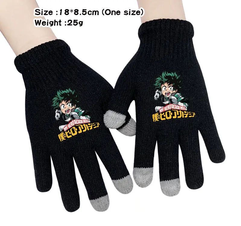 My hero Academy Midoriya Izuku аниме вязаные перчатки Boku no hero Academy Мультяшные перчатки мужские модные теплые перчатки варежки подарки - Цвет: E