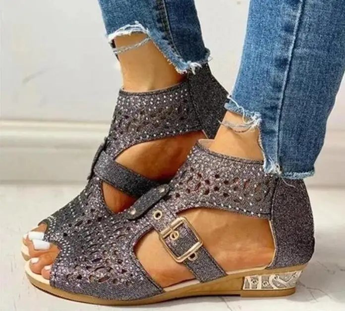 

2020 Summer Fashion Woman Shoes Sandals Low Heel Wedges Zapatos De Mujer Sandalias De Verano Para Mujer LP527