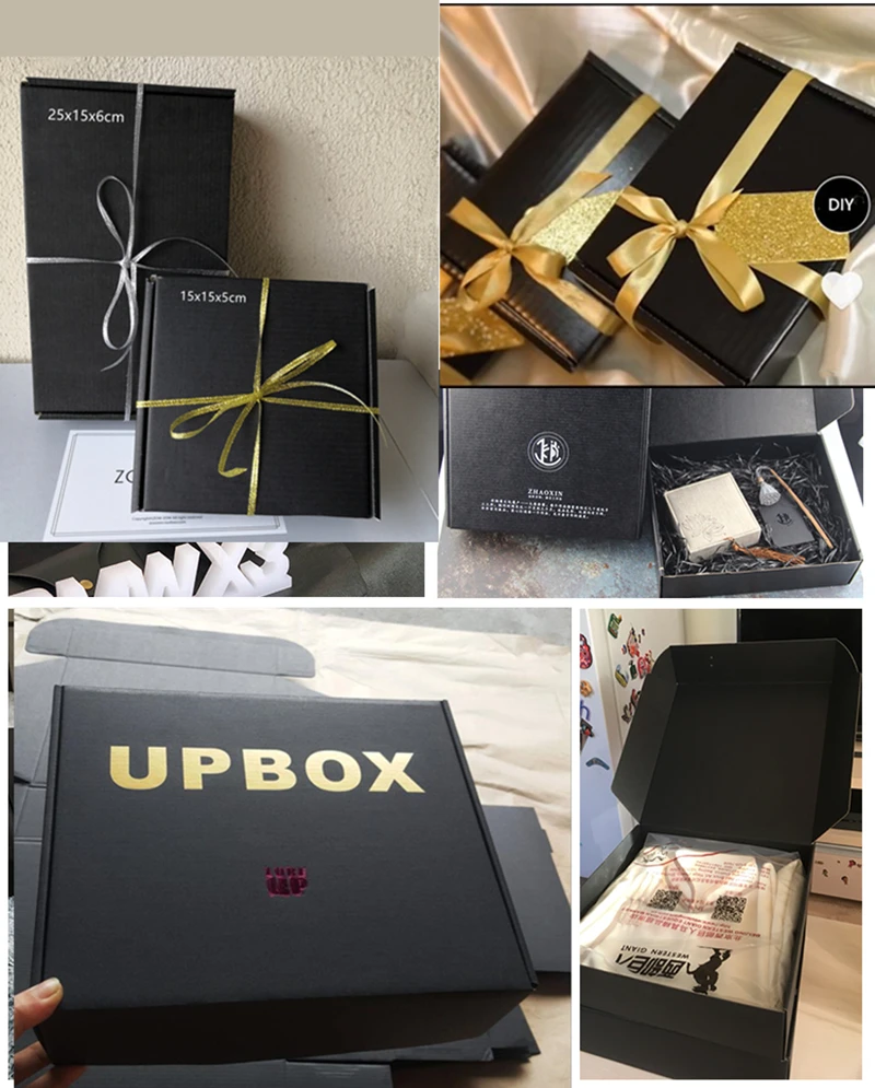 Black Color Packaging Box, Small Gifts Box, Kraft Paper Box for Wig Jewelry, Custom Printed Logo, 5 Pcs, 10Pcs 20 He9ca387aa0ff40b7aaa7afba11b9921bK