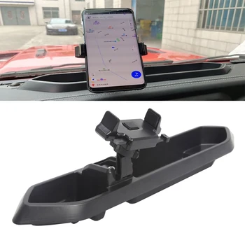

New Black ABS Mobile Phone Holder Car GPS Bracket Dash Mount Holder Storage Box For Jeep Wrangler JL 2018 17.32x3.74x2.76 Inch