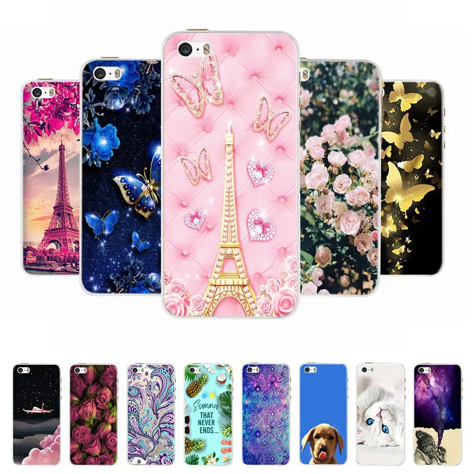Custodia Per Telefono Per Iphone 4 4S 5 Se 5S 5Se Fundas Coque Custodia In Silicone Cover Posteriore Morbida Per Iphone 4 5S Custodia Fiore Carino Ult