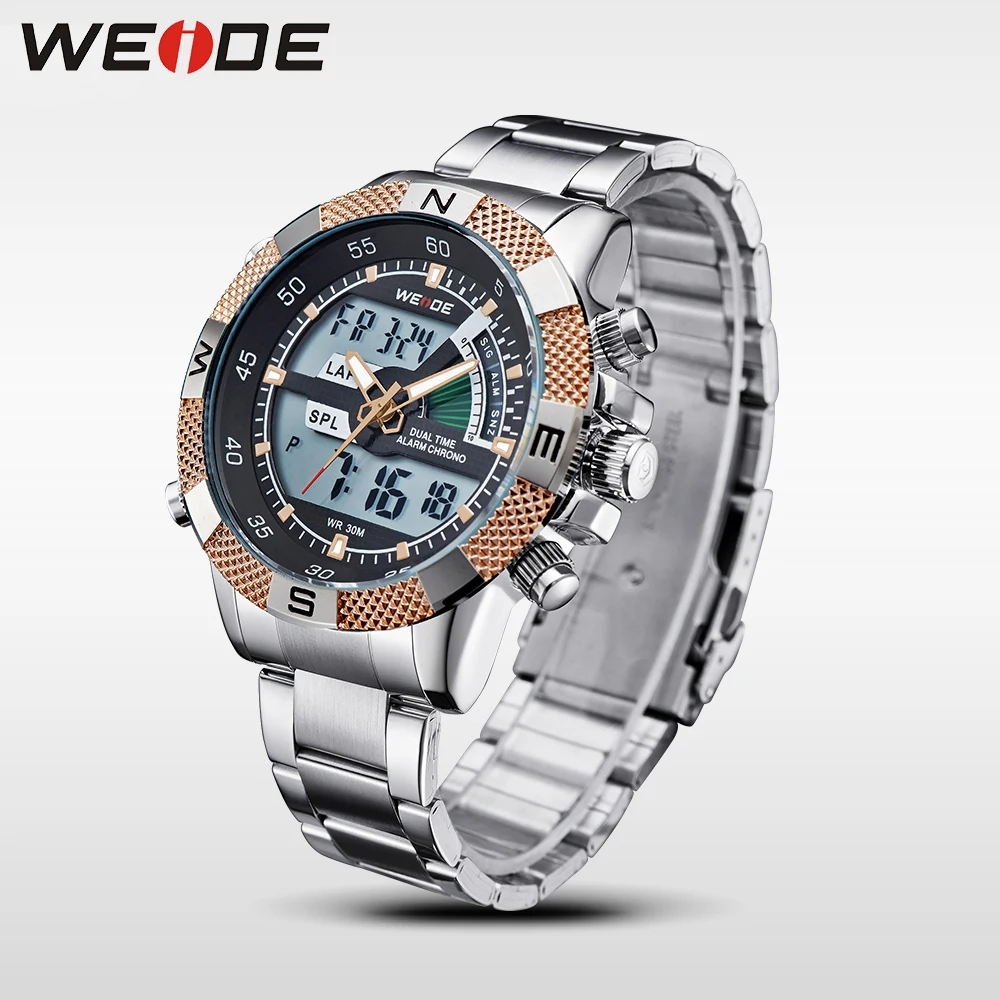 Мужские кварцевые часы WEIDE Спортивные Повседневные из нержавеющей стали с