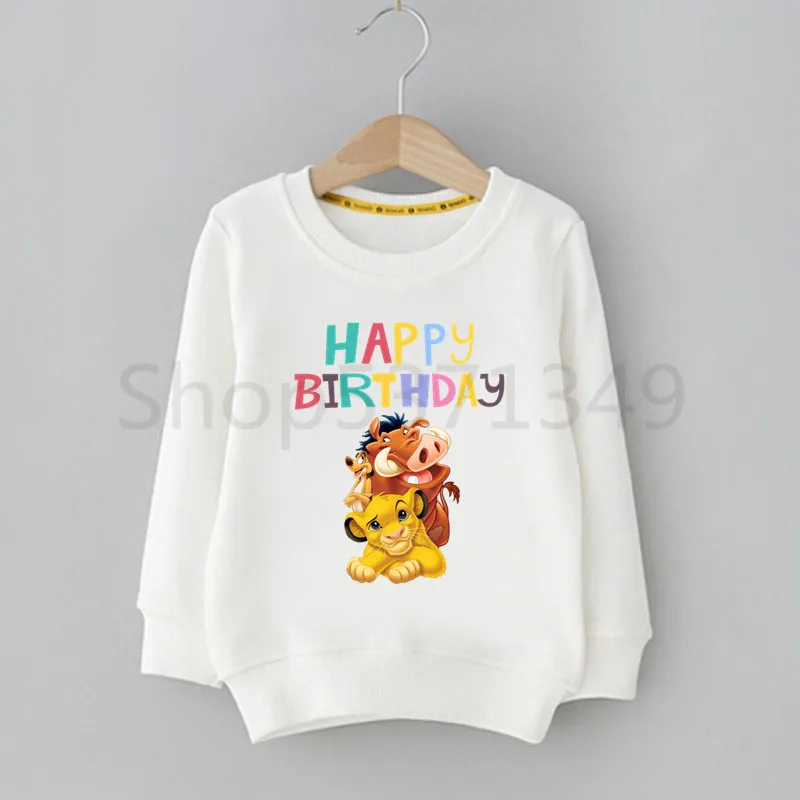 Simba с надписью «Happy Birthday», «Король Лев», «Number 1-10», милый забавный свитер с капюшоном для маленьких мальчиков и девочек детская модная одежда с длинными рукавами