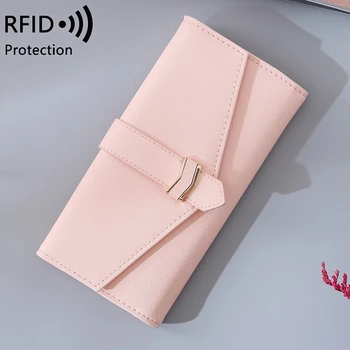

Cross-border source of new women's wallet RFID long wallet Korean student multi-card three-fold women's wallet
