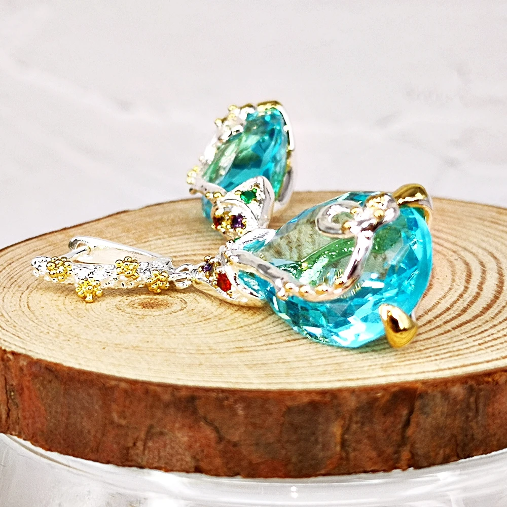 DreamCarnival1989 Hot Selling Blue Zirconia Baroque Earrings Women Dangle Earings Elegant Party Must Have Gift Female WE3876BL