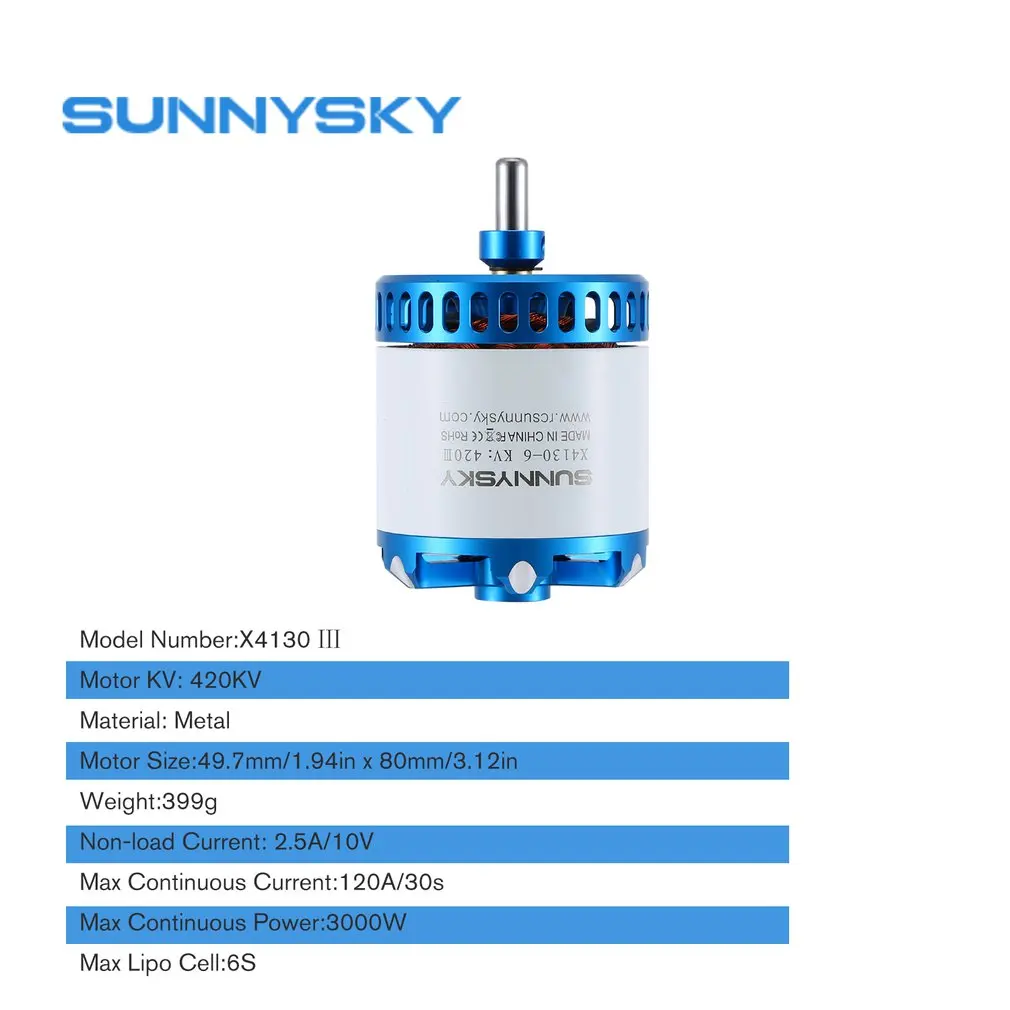 420KV SUNNYSKY X4130 III 380KV/520KV Brushless Motor for Fixed- Wing 3D RC Drone Helicopter Airplane Parts Accessories - Цвет: 420KV