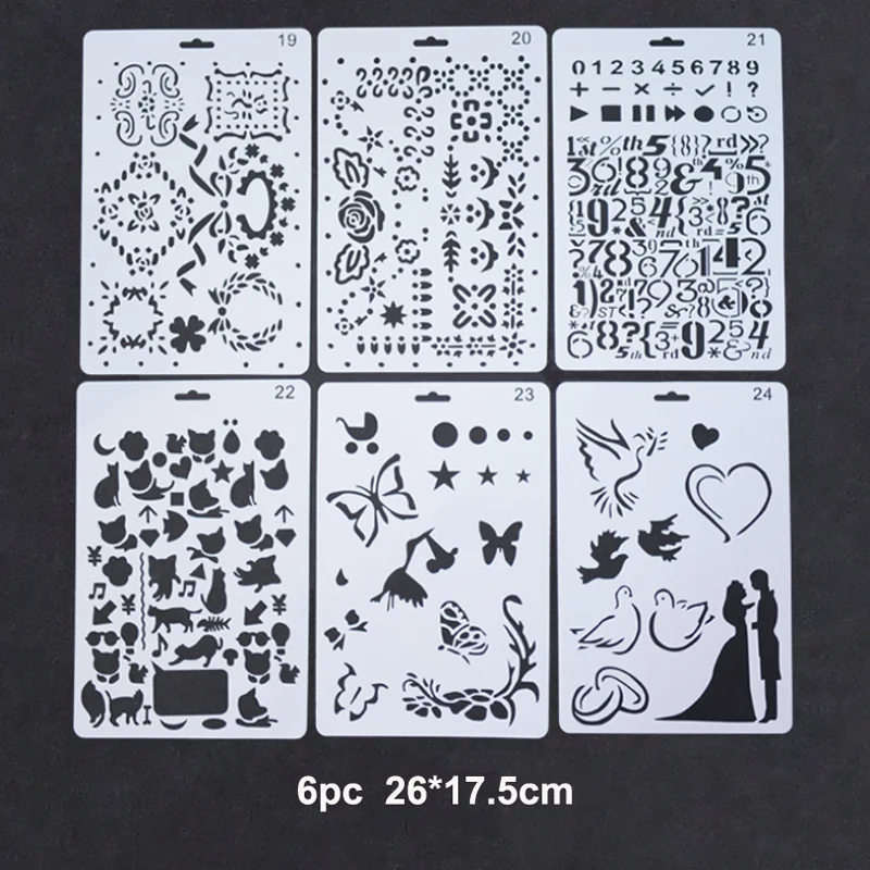 6pc Butterfly Stencils DIY Wall Painting Template Scrapbooking Stamping Album Decorative Embossing Paper Office School Supplies |