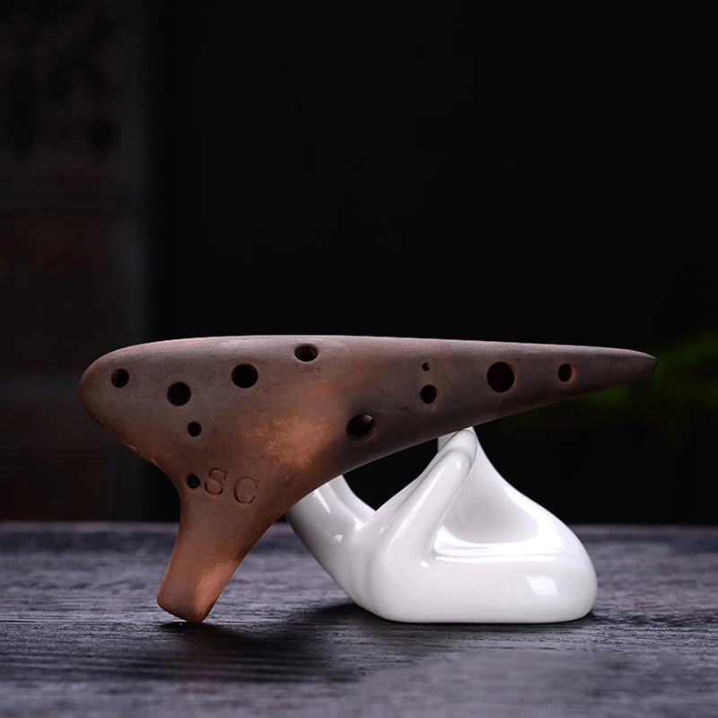 Глянцевые Музыкальные инструменты с коричневыми полными клавишами Ocarina 12
