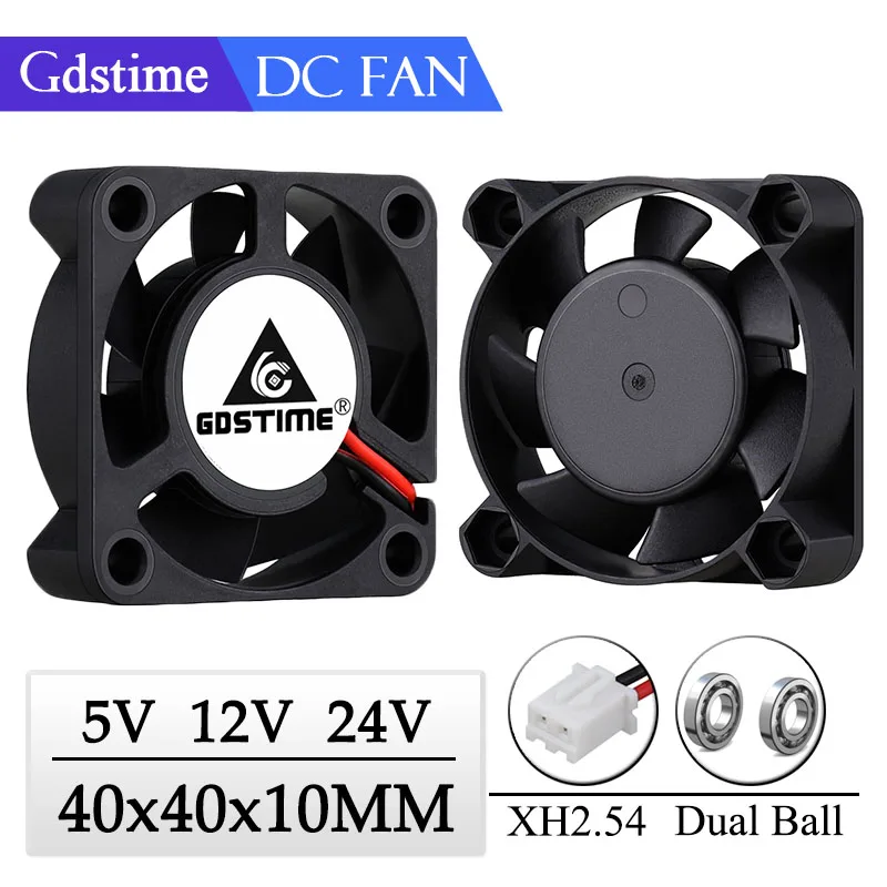 1Piece Gdstime 5V 12V 24V 40x40x10mm Dual Ball Bearing Mini Small Brushless DC 3D Printer Cooling Fan 40mm 4010 Cooler Fan 1piece gdstime 5v 12v 24v 40x40x10mm dual ball bearing mini small brushless dc 3d printer cooling fan 40mm 4010 cooler fan