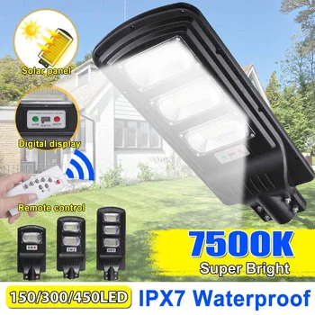 

150/300/450 LED Solar Light Outdoor Digital Solar Lamp Radar PIR Motion Sensor Wall Light Timming Solar Powered Light for Garden