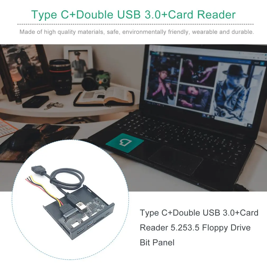 33S50-RTK 3 в 1 кард-ридер USB 3,0 Передняя панель медиа тип-c двойной USB 3,0 порт концентратор приборной панели ПК передняя панель с кабелем питания