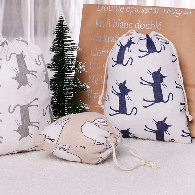 

Cartoon Cotton Drawstring Shopping Bag Eco Reusable Folding Grocery Cloth Pouch Travel Home Storage bagUnderwear Pouch Case