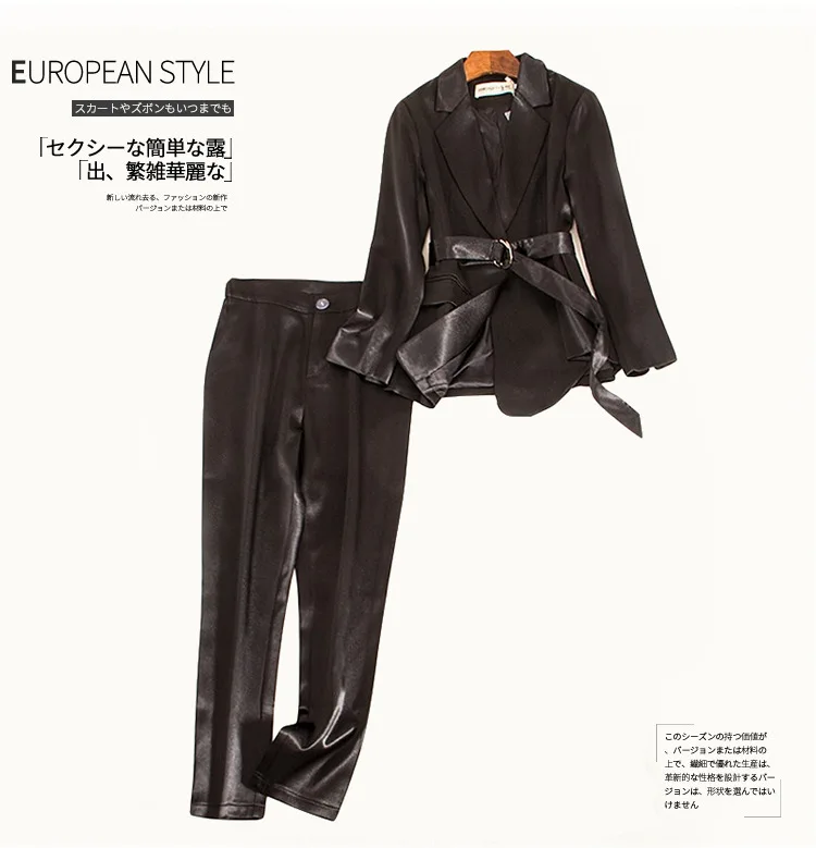 Women Pant Suits Formal Autumn and Winter New Satin Suit The Waist Jacket Is Casual Two-piece Professional Commuter Suit