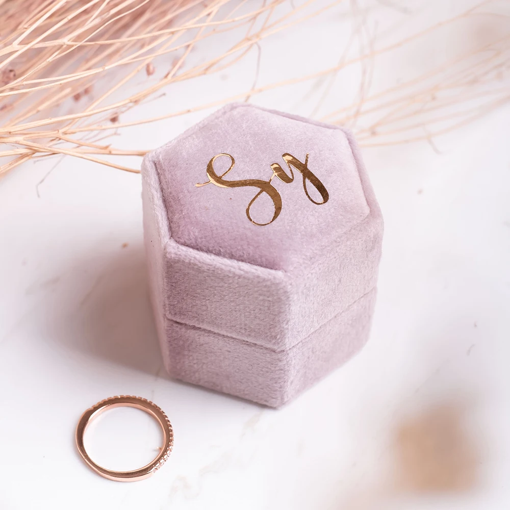 Monogrammed Velvet Ring Box