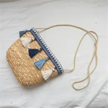 Новая соломенная сумка из пшеничной соломы с кисточкой, декоративная сумка на плечо, модная маленькая сумочка