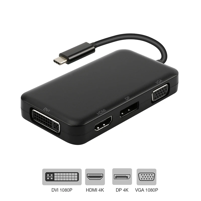Type C HUB USB-C 3.1 to HDMI DP Displayport VGA DVI Adapter USB 1080P Video Converter for Macbook Dell Xps | Электроника