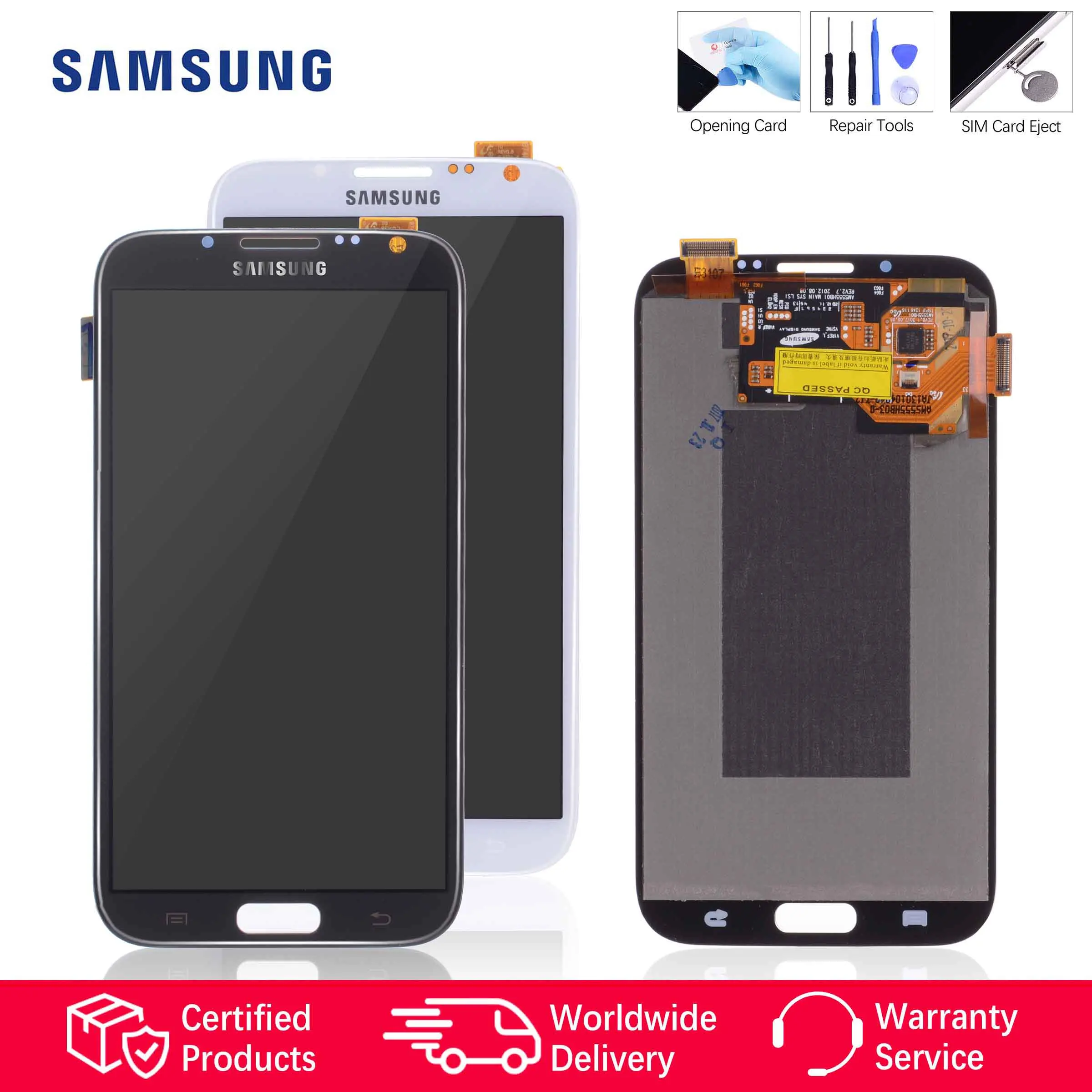 

100% Original AMOLED Display for SAMSUNG Galaxy Note 2 LCD Touch Screen Digitizer with Frame Replacement Note II N7105 N7100